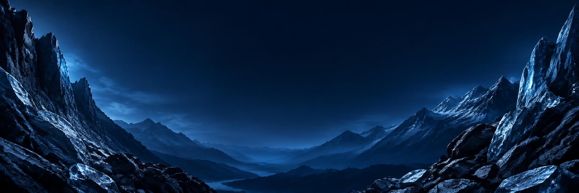 Dark blue mineral mountain landscape